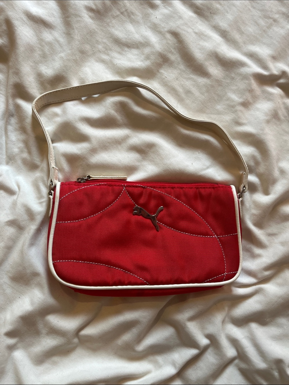 Puma Red Mini Shoulder Bag with White Strap